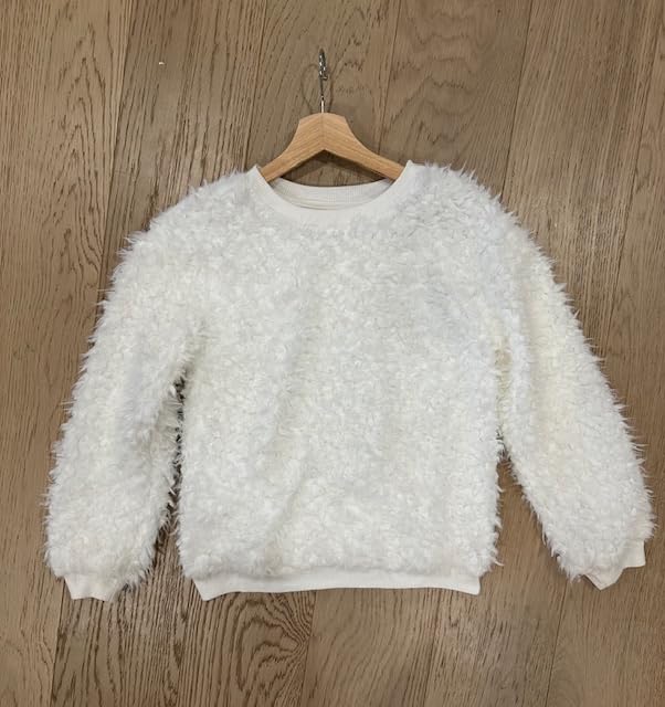 Girls' Fluffy Crewneck Sweater, 100% Polyester