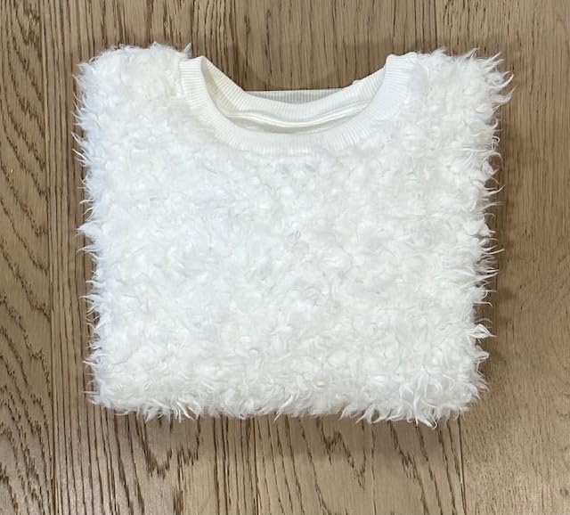 Girls' Fluffy Crewneck Sweater, 100% Polyester